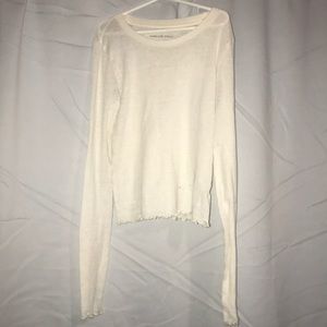 Long sleeve American Eagle lettuce trim shirt